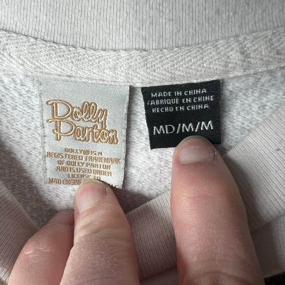 Dolly Parton Crew Neck Sweatshirt White & Black Size Medium - Picture 4 of 4